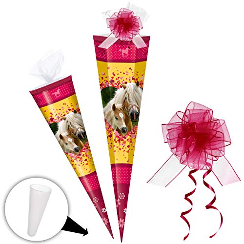 alles-meine.de GmbH Schultüte - Pferde - Pferdetraum - 70 cm - rund - incl. Schleife - Tüllabschluß - Zuckertüte - mit/ohne Kunststoff Spitze - Markneukirchen - Schultütenschle.. von alles-meine.de GmbH
