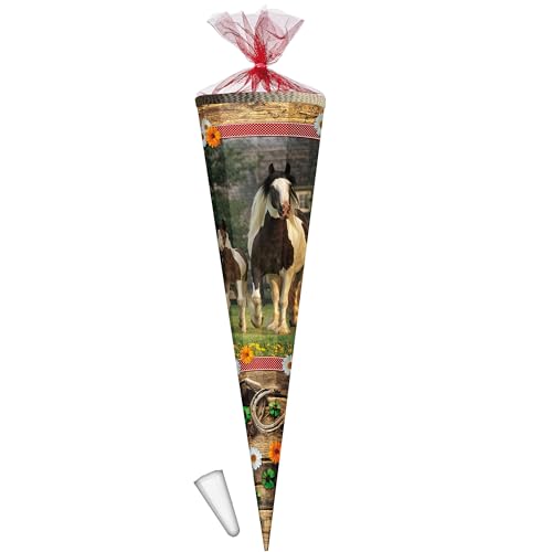 Schultüte - Pferde & Fohlen - Pferdekoppel - 50 cm - rund - mit Tüllabschluß - Zuckertüte - mit/ohne Kunststoff Spitze - Nestler - Mädchen Jungen - Pfer.. Schultüte - Pferde & Fohlen - Pferdekoppel - 50 cm - rund - mit Tüllabschluß - Zuckertüte - mit/ohne Kunststoff Spitze - Nestler - Mädchen Jungen - Pfer.. von alles-meine.de GmbH