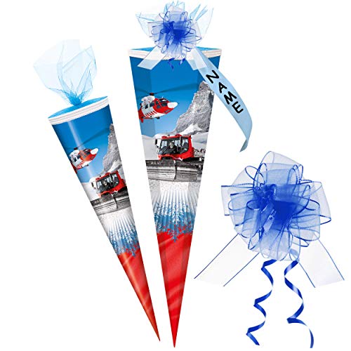 alles-meine.de GmbH Schultüte - Pisten Team - Helikopter & Pistenraupe - 85 cm - eckig - incl. individueller Schleife - mit Namen - Tüllabschluß - Zuckertüte - mit/ohne Kun.. von alles-meine.de GmbH