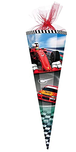 alles-meine.de GmbH Schultüte - Racing/Rennauto - 35 cm - rund - mit Tüllabschluß - Zuckertüte - mit/ohne Kunststoff Spitze - für Jungen - Auto Rennwagen/Sportwagen AUT.. von alles-meine.de GmbH