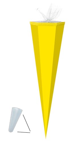 alles-meine.de GmbH Schultüte Rohling - Gelb - 85 cm/Tüllabschluß - Zuckertüte - zum Basteln, Bemalen und Bekleben Bastelschultüte von alles-meine.de GmbH