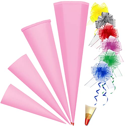 alles-meine.de GmbH Schultüte - Rohling - ROSA Größenwahl - 35 cm bis 100 cm rund oder 6-eckig - incl. Schleife - OHNE Tüll Abschluß - mit Holzspitze___ Zuckertüte ALLE Größ.. von alles-meine.de GmbH