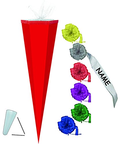 alles-meine.de GmbH Schultüte Rohling - Rot - 85 cm incl. individueller Schleife/Tüllabschluß - Zuckertüte - zum Basteln, Bemalen und Bekleben Bastelschultüte von alles-meine.de GmbH