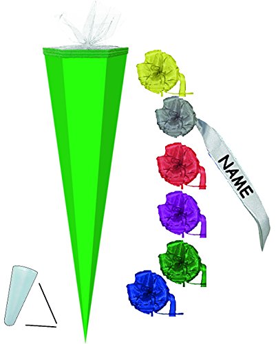 alles-meine.de GmbH Schultüte Rohling - dunkel Grün - 85 cm incl. individueller Schleife/Tüllabschluß - Zuckertüte - zum Basteln, Bemalen und Bekleben Bastelschultüte von alles-meine.de GmbH