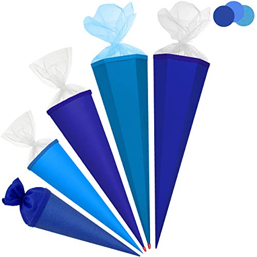 alles-meine.de GmbH Schultüte - Rohling - hell BLAU - himmelblau - 50 cm - rund - Tüllabschluß - mit/ohne Kunststoff Spitze - Zuckertüte - Markneukirchen - Jungen Mädchen - EIN.. von alles-meine.de GmbH