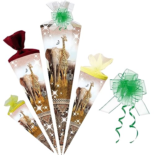 alles-meine.de GmbH Schultüte - Safari/Zoo & Dschungel Tiere 35-85 cm Größe wählbar inkl. Tüll Schleife - Zuckertüte - Tüllabschluß/Filzabschluß - eckig/rund - Mädc.. von alles-meine.de GmbH