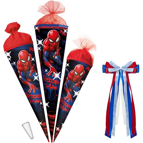 alles-meine.de GmbH Schultüte - Spyderman - 35-100 cm - Größe wählbar - Holzspitze wählbar - + Kunstoff Spitze + Schleife - Tüll - oder Filzabschluß - eckig/rund - klein & gr.. von alles-meine.de GmbH