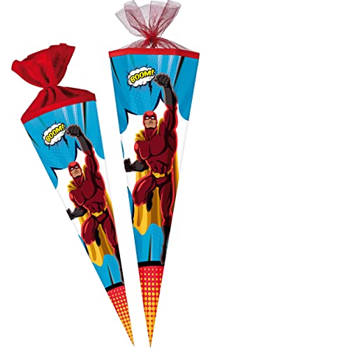 alles-meine.de GmbH Schultüte - Superhero - Superheld 70-85 cm Größe wählbar Zuckertüte - Tüllabschluß/Filzabschluß - eckig/rund - Jungen - klein & groß - Geschenktüt.. von alles-meine.de GmbH