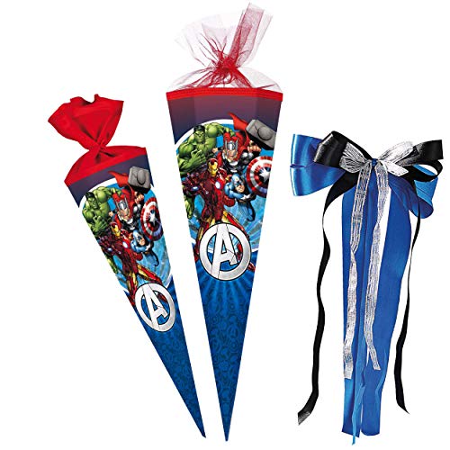 Schultüte - The Avenger - Assenble Avenger - 100 cm - eckig - incl. große Schleife - Tüllabschluß - Zuckertüte - mit/ohne Kunststoff Spitze - Nestler - Schu.. von alles-meine.de GmbH
