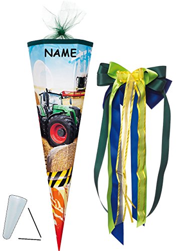 alles-meine.de GmbH Schultüte - Traktor/Mähdrescher 22-100 cm incl. Namen und große Schleife - Zuckertüte ALLE Größen - mit/ohne Kunststoff Spitze - für Jungen/Au.. von alles-meine.de GmbH