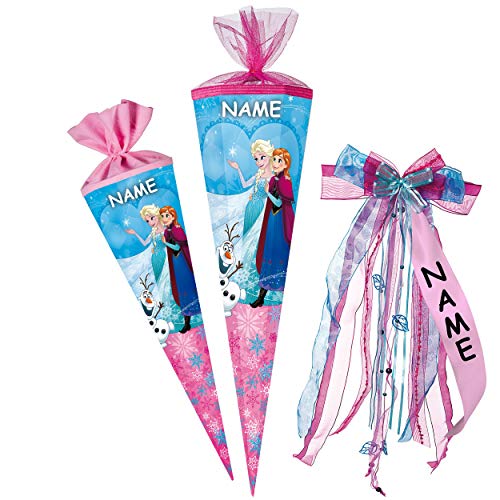 alles-meine.de GmbH Schultüte - die Eiskönigin - Frozen - 50 cm - rund - incl. Name und individueller großer Schleife - mit Tüllabschluß - Zuckertüte - mit - ohne Kunststoff .. von alles-meine.de GmbH