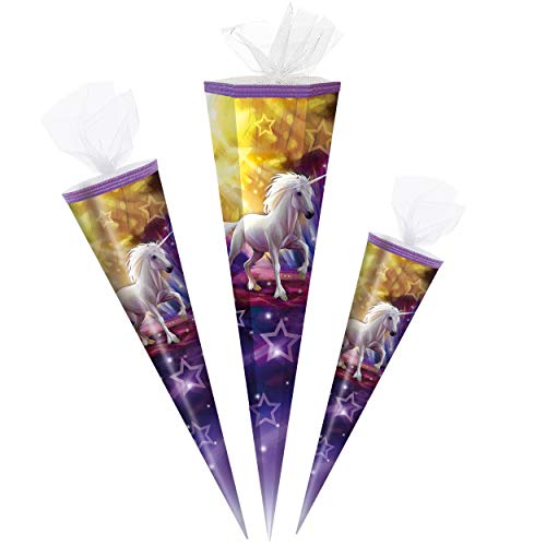 alles-meine.de GmbH Schultüte - magisches Einhorn/Unicorn & Sterne - 50 cm - rund - Tüllabschluß - Zuckertüte - mit/ohne Kunststoff Spitze - Markneukirchen - Jungen Mädchen -.. von alles-meine.de GmbH