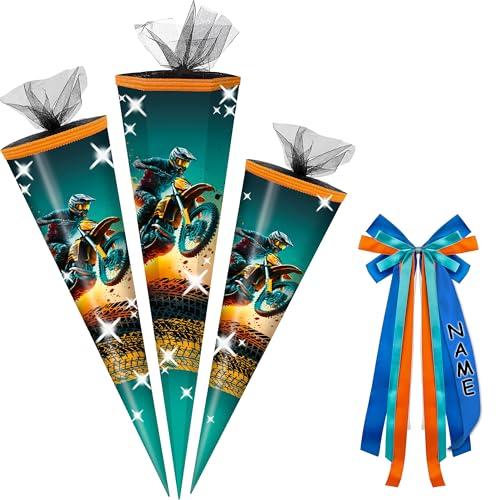 alles-meine.de GmbH Schultüte - mit 3D Glitzer - Effekt ! - BMX Motocross - Motorrad - 50-85 cm - Größe wählbar - inkl. Name + Verschluß-Schleife - Zuckertüte - Tüll Abschluß -.. alles-meine.de GmbH Schultüte - mit 3D Glitzer - Effekt ! - BMX Motocross - Motorrad - 50-85 cm - Größe wählbar - inkl. Name + Verschluß-Schleife - Zuckertüte - Tüll Abschluß -.. von alles-meine.de GmbH