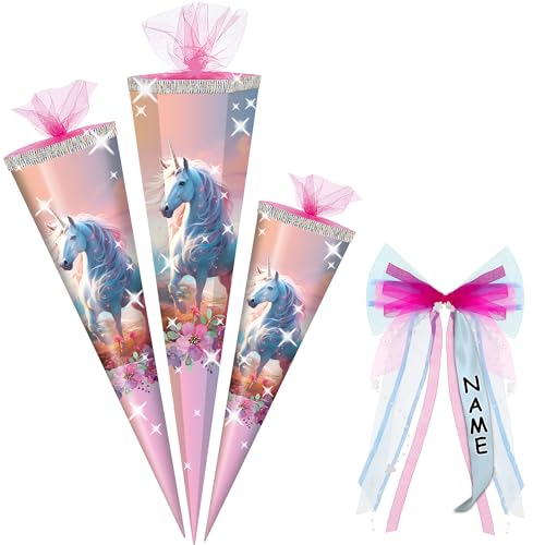 alles-meine.de GmbH Schultüte - mit 3D Glitzer - Effekt ! - Einhorn & Blumen - 50-85 cm - Größe wählbar - inkl. Name + Verschluß-Schleife - Zuckertüte - Tüll Abschluß - eckig /.. alles-meine.de GmbH Schultüte - mit 3D Glitzer - Effekt ! - Einhorn & Blumen - 50-85 cm - Größe wählbar - inkl. Name + Verschluß-Schleife - Zuckertüte - Tüll Abschluß - eckig /.. von alles-meine.de GmbH