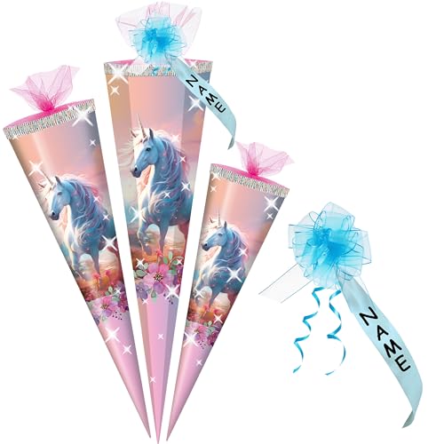 alles-meine.de GmbH Schultüte - mit 3D Glitzer - Effekt ! - Einhorn & Blumen - 50-85 cm - Größe wählbar - inkl. Name + Verschluß-Schleife - Zuckertüte - Tüll Abschluß - eckig /.. alles-meine.de GmbH Schultüte - mit 3D Glitzer - Effekt ! - Einhorn & Blumen - 50-85 cm - Größe wählbar - inkl. Name + Verschluß-Schleife - Zuckertüte - Tüll Abschluß - eckig /.. von alles-meine.de GmbH