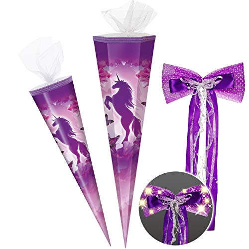 alles-meine.de GmbH Schultüte - mit 3D Glitzer - Effekt ! - Einhorn & Schmetterling - lila violett - 50-85 cm - Größe wählbar - 6 eckig - incl. große LED LICHT - Schleife - Tül.. alles-meine.de GmbH Schultüte - mit 3D Glitzer - Effekt ! - Einhorn & Schmetterling - lila violett - 50-85 cm - Größe wählbar - 6 eckig - incl. große LED LICHT - Schleife - Tül.. von alles-meine.de GmbH