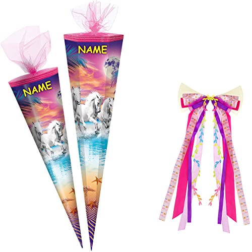 alles-meine.de GmbH Schultüte - mit 3D Glitzer - Effekt ! - Pferde am Strand - 50-85 cm - Größe wählbar - inkl. Name + Bänder Schleife - Zuckertüte - Tüllabschluß - eckig - Run.. alles-meine.de GmbH Schultüte - mit 3D Glitzer - Effekt ! - Pferde am Strand - 50-85 cm - Größe wählbar - inkl. Name + Bänder Schleife - Zuckertüte - Tüllabschluß - eckig - Run.. von alles-meine.de GmbH