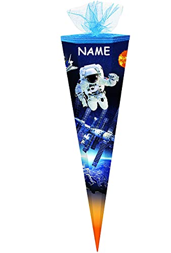 alles-meine.de GmbH Schultüte - mit 3D Glitzer - Effekt ! - Space - Astronaut - Raumfahrer - 50-85 cm - Größe wählbar - eckig - incl. Name - Tüllabschluß - Zuckertüte - mit.. von alles-meine.de GmbH