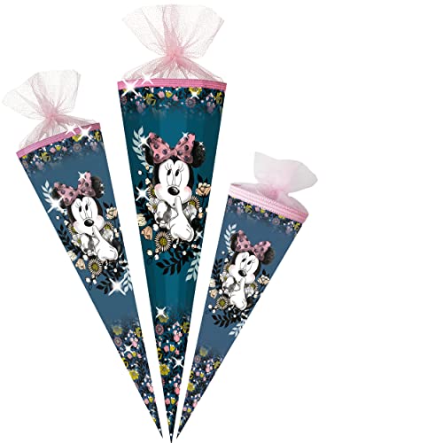 alles-meine.de GmbH Schultüte mit Glitzer - Effekt ! - Minnie Mouse 35-85 cm Größe wählbar Zuckertüte - Tüllabschluß/Filzabschluß - eckig/rund - Mädchen - klein &.. von alles-meine.de GmbH