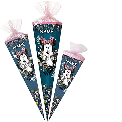 Schultüte mit Glitzer - Effekt ! Disney - Minnie Mouse 35-85 cm Größe wählbar inkl. Name - Zuckertüte - Tüllabschluß/Filzabschluß - eckig/rund.. von alles-meine.de GmbH