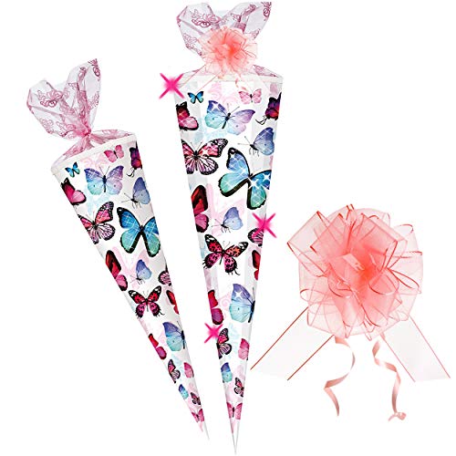 alles-meine.de GmbH Schultüte - mit Glitzer - Effekt ! - Schmetterling - bunt - 35-100 cm - Größe wählbar - 12 eckig - incl. Schleife - Organza - Tüllabschluß - Zuckertüte - Ne.. von alles-meine.de GmbH