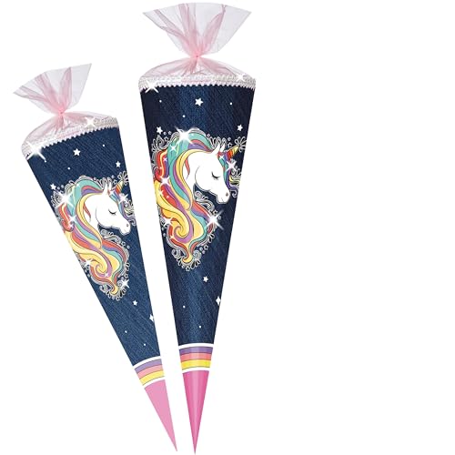 alles-meine.de GmbH Schultüte - mit Glitzer - Einhorn - Regenbogen Mähne 70-100 cm Größe wählbar Zuckertüte - Tüllabschluß/Filzabschluß - eckig/rund - Mädchen - klein.. von alles-meine.de GmbH