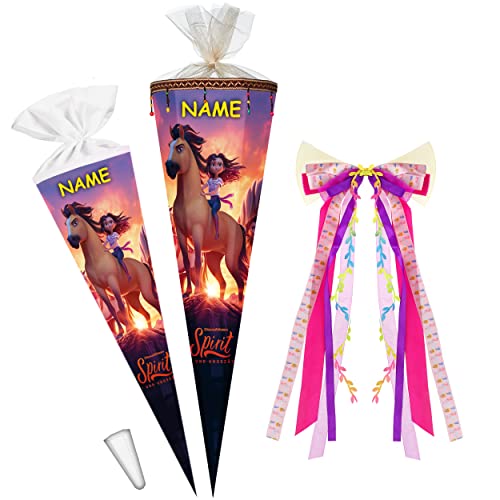 alles-meine.de GmbH Schultüte mit Perlen Bändern ! Pferd - Spirit 70-85 cm Größe wählbar inkl. Name - + Kunstoff Spitze + Schleife - Tüllabschluß/Filzabschluß - eck.. von alles-meine.de GmbH