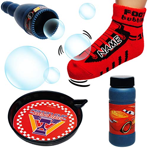 alles-meine.de GmbH Seifenblasenset - mit Socke - große Fußball Seifenblasen - inkl. Name - stabil + Fast unkaputtbar - Cars - Auto - Lightning McQueen - Seifenblasenspiel mit NA.. von alles-meine.de GmbH