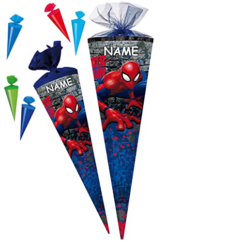 alles-meine.de GmbH Set Schultüte + 5 kleine Zuckertüten - Spider-Man/Spiderman - 85 cm - eckig - incl. Name - Tüllabschluß - Zuckertüte - mit/ohne Kunststoff Spitze - .. von alles-meine.de GmbH