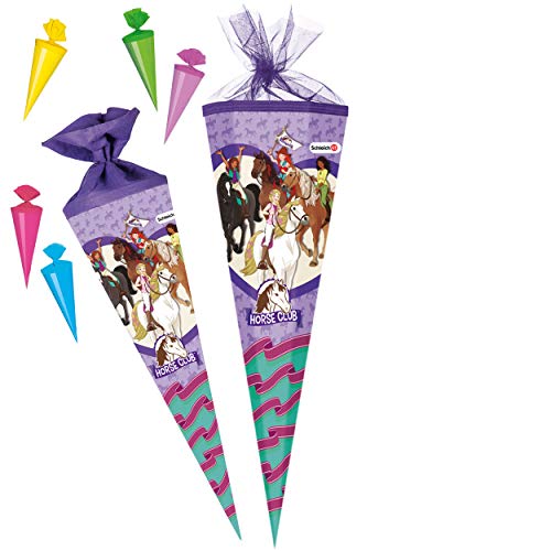 alles-meine.de GmbH Set Schultüte + 5 kleine Zuckertüten - kompatibel mit Schleich Pferd - Horse Club - 50 cm - rund - Tüllabschluß - Zuckertüte - mit/ohne Kunststoff Spitze .. von alles-meine.de GmbH