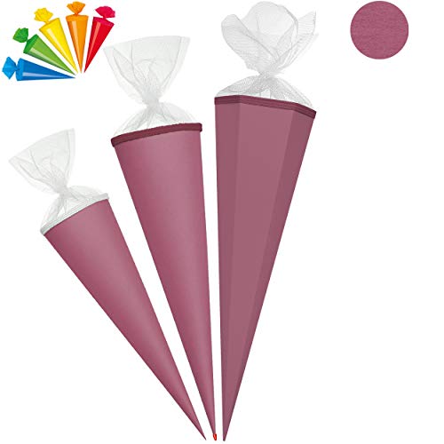 alles-meine.de GmbH Set_ Schultüte - Rohling - Beere - helle Brombeere & Himbeere + 5 kleine Zuckertüten - 70 cm - rund - Tüllabschluß - mit/ohne Kunststoff Spitze - Zuckertüte.. von alles-meine.de GmbH