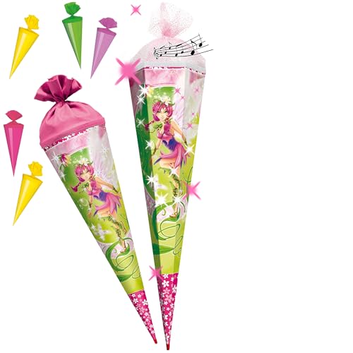 alles-meine.de GmbH Set Sound Modul + Glitzer Effekt ! - Schultüte + 5 kleine Zuckertüten - Elfe - Fee/Traumelfe - 85 cm - mit Holzspitze - 6 eckig - Tüllabschluß - Zuckertüt.. von alles-meine.de GmbH