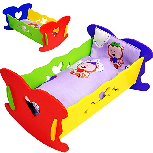 alles-meine.de GmbH Set: Puppenwiege/Puppenbett - mit Bettzeug - Herzen - Mädchen Farben - buntes Naturholz - für Puppen - Decke & Kopfkissen - Holz Wiege Kinderbett Bett B.. alles-meine.de GmbH Set: Puppenwiege/Puppenbett - mit Bettzeug - Herzen - Mädchen Farben - buntes Naturholz - für Puppen - Decke & Kopfkissen - Holz Wiege Kinderbett Bett B.. von alles-meine.de GmbH