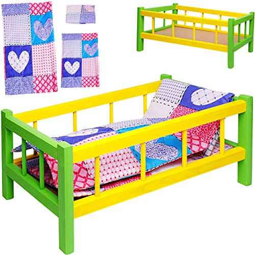 alles-meine.de GmbH Set: großes - Puppenbett aus Holz - mit Bettzeug - 43 cm lang - Jungen & Mädchen - Bett aus Buntem Naturholz - für große Puppen groß - Matratze Decke & Kopfki.. alles-meine.de GmbH Set: großes - Puppenbett aus Holz - mit Bettzeug - 43 cm lang - Jungen & Mädchen - Bett aus Buntem Naturholz - für große Puppen groß - Matratze Decke & Kopfki.. von alles-meine.de GmbH