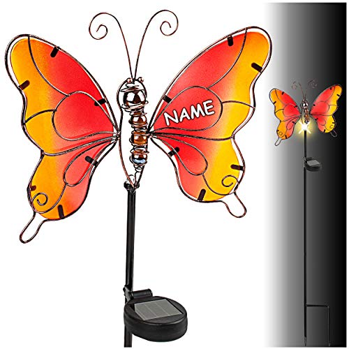 alles-meine.de GmbH Solar - LED Licht - Farbwechsel - großer Schmetterling - 106 cm - inkl. Name - Leuchte - Solarblume - Garten Wetterfest für Innen Außen - handbemaltes Glas & .. von alles-meine.de GmbH