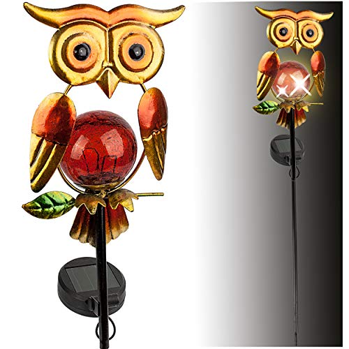 alles-meine.de GmbH Solar - LED Licht - lustige Eule - auf dem AST - gelb & orange - 55 cm - Leuchte - Solarblume - Garten Wetterfest für Innen Außen - handbemaltes Glas & Metall.. von alles-meine.de GmbH
