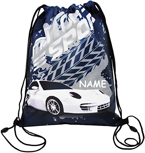 alles-meine.de GmbH Sportbeutel - Turnbeutel - Schuhbeutel - Auto - Sportwagen - Rennwagen - incl. Name - wasserfest/wasserabweisend & abwischbar - Jungen/Sporttasche - f.. von alles-meine.de GmbH