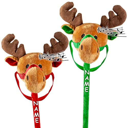 alles-meine.de GmbH Steckenpferd singendes - Rentier - mit Sound + Musik - 95 cm - inkl. Name - aus Stoff/Plüsch - Plüschtier - Stockpferd/Steckenpferd - Weihnachtsmann/W.. von alles-meine.de GmbH