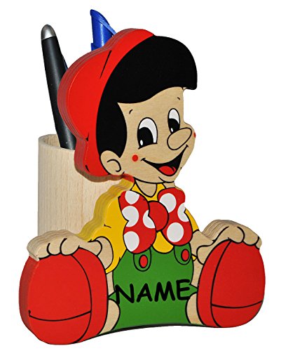 alles-meine.de GmbH Stiftebox/Stiftehalter/Stifteköcher - Kleiner Junge - Pinocchio - aus Holz incl. Name - Stifte Stift Holz - Utensilienbehälter/Stiftebecher/Kinderzimm.. von alles-meine.de GmbH