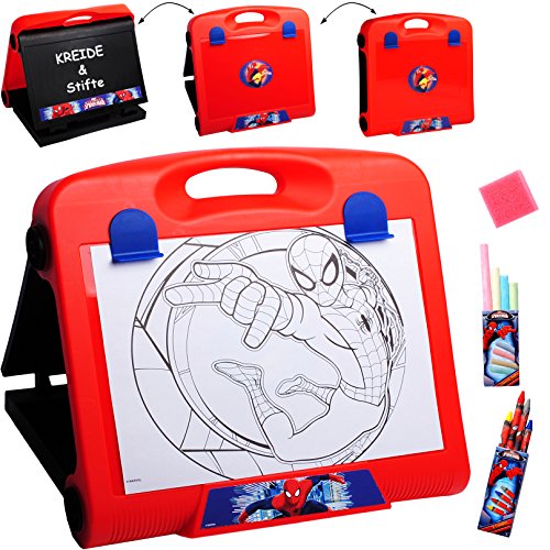 alles-meine.de GmbH Tischtafel - Schreibtafel/Maltafel/Reisetafel - Spyderman - Maltisch doppelseitig - Set mit Zubehör - Tafel - mit Blackboard & Whiteboard - Kindertafe.. von alles-meine.de GmbH