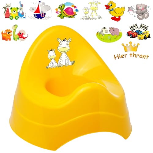 alles-meine.de GmbH Töpfchen/Nachttopf/Babytopf - gelb Motiv-Mix - Mädchen Bieco - mit großer Lehne + Spritzschutz - Babytöpfchen/Kindertopf/Lerntöpfchen - Toilettent.. von alles-meine.de GmbH