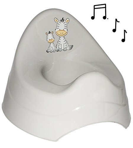 alles-meine.de GmbH Töpfchen/Nachttopf - mit Musik/Sound - groß - mit großer Lehne + Spritzschutz - Zebra - grau - Babytöpfchen/Kindertopf/Lerntöpfchen - Toilettentra.. von alles-meine.de GmbH