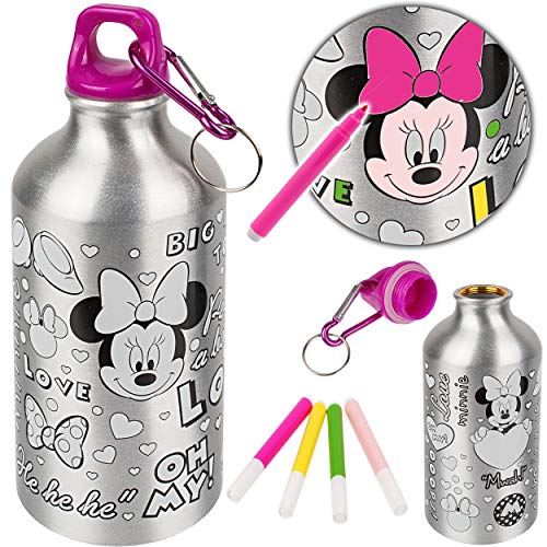 alles-meine.de GmbH Trinkflasche/Sportflasche - - Minnie Mouse - 550 ml - zum bemalen & anmalen - auslaufsicher - aus Aluminium - Wasserflasche - für Kinder - Aluflasche 0,5 Li.. von alles-meine.de GmbH