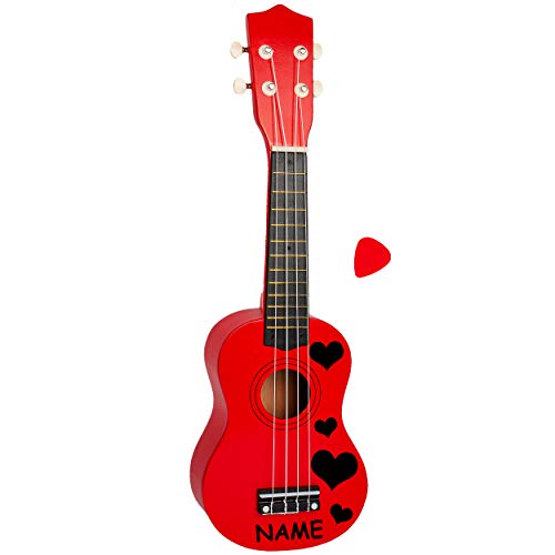 alles-meine.de GmbH Ukulele - aus Holz - Motiv & Farbwahl - rot & Schwarze Herzen - inkl. Name - 55 cm / 21 inch - Klassik - akustische - Kinder & Erwachsene - mit Plektrum - 4 S.. alles-meine.de GmbH Ukulele - aus Holz - Motiv & Farbwahl - rot & Schwarze Herzen - inkl. Name - 55 cm / 21 inch - Klassik - akustische - Kinder & Erwachsene - mit Plektrum - 4 S.. von alles-meine.de GmbH