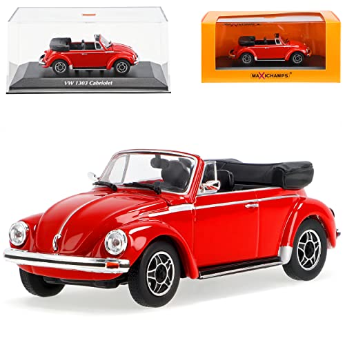 Volkwagen Käfer 1303 Cabrio Rot Offen 1972-1975 1/43 Minichamps Maxichamps Modell Auto mit individiuellem Wunschkennzeichen von alles-meine.de GmbH