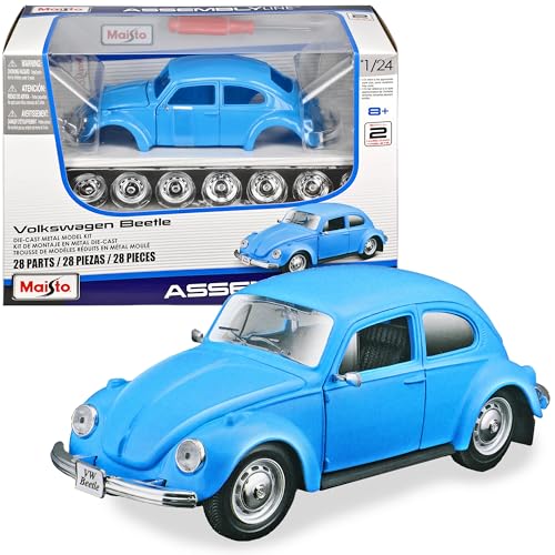 alles-meine.de GmbH Volkwagen Käfer Coupe Blau Bausatz Kit 1/24 Modell Auto mit individiuellem Wunschkennzeichen von alles-meine.de GmbH