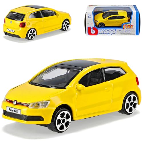 alles-meine.de GmbH Volkwagen Polo V GTI Typ 6R 3 Türer Gelb Ab 2009 1/43 Burago Modell Auto mit individiuellem Wunschkennzeichen von alles-meine.de GmbH