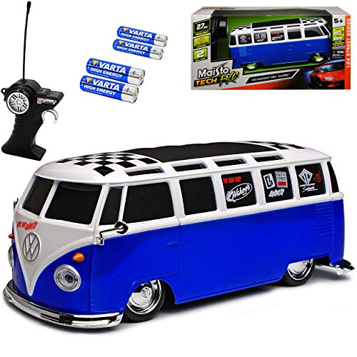 alles-meine.de GmbH Volkwagen T1 Blau mit Weiss Samba Bully Bus 1950-1967 27 MHz RC Funkauto - inklusive Batterien - sofort startklar 1/24 Modell Auto mit individiuellem Wunschke.. von alles-meine.de GmbH