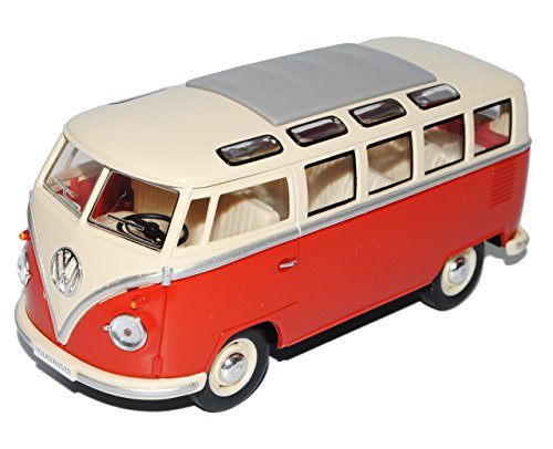 Kinsmart Volkwagen T1 Rot Weiss Samba Bully Bus 1950-1967 1/24 Modellcarsonline Modell Auto von Kinsmart