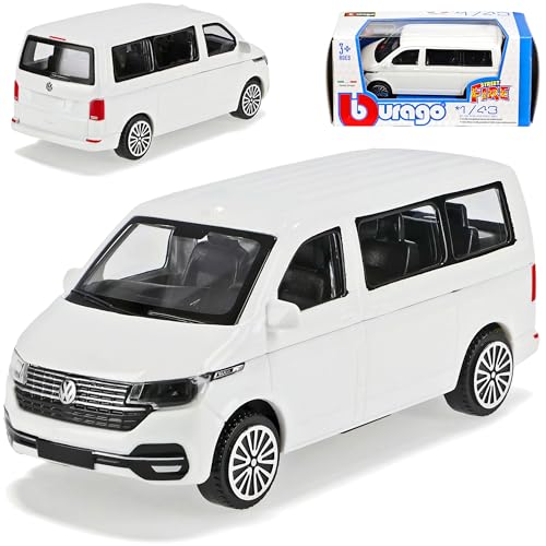 alles-meine.de GmbH Volkwagen T6.1 Personen Transporter Weiss Bulli Modell Ab 2003 Version ab 2019 1/43 Burago Modell Auto mit individiuellem Wunschkennzeichen von alles-meine.de GmbH